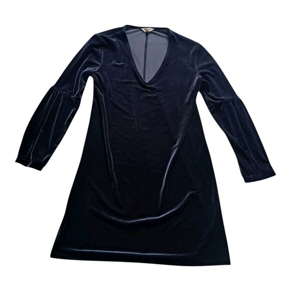 Madewell Dresses & Skirts - Madewell‎ Dress Women's Small Blue Mini Velvet Balloon Sleeve V Neck Whimisgoth